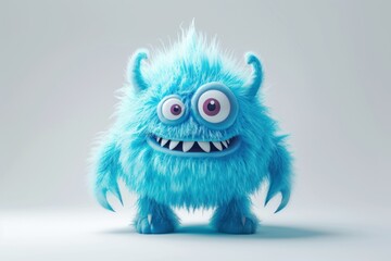 Obraz premium Ugly monster with a tired and depressed expression, fabulous creature made by hand from blue plasticine. Scary face of alien monster