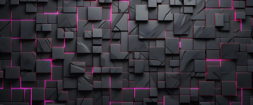 Carbon texture 3d tiles aligned. Abstract background wallpaper. Ascetic web banner. Generative AI