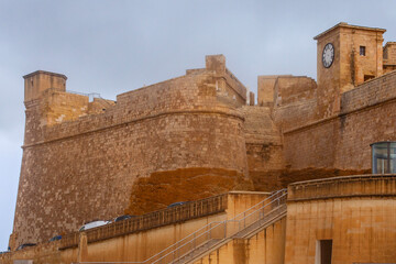 Citadel castle in downtown of Victoria, the capital of Gozo island in Malta