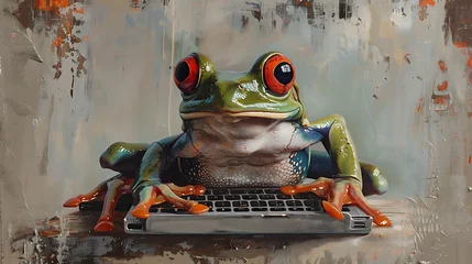 Foto op Canvas frog working © Manja