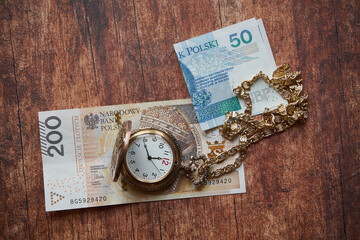inflacja,polskie banknoty,zegarek kieszonkowy
