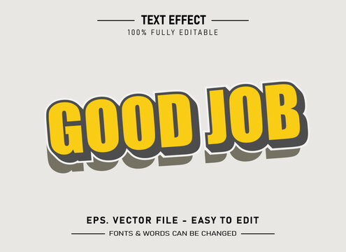 Vector retro good job sticker editable text effet 70's and text style