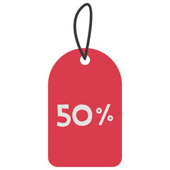 Sale Tag 50 percent Off Single 14 cute on a white background, vector illustration.