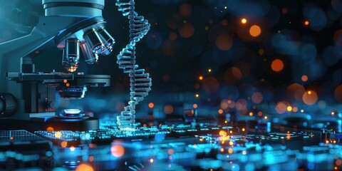 Medical DNA lab science biotechnology research. Generative Ai - obrazy, fototapety, plakaty