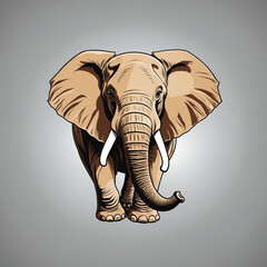 flat  logo of big animal elephants colorful line art 