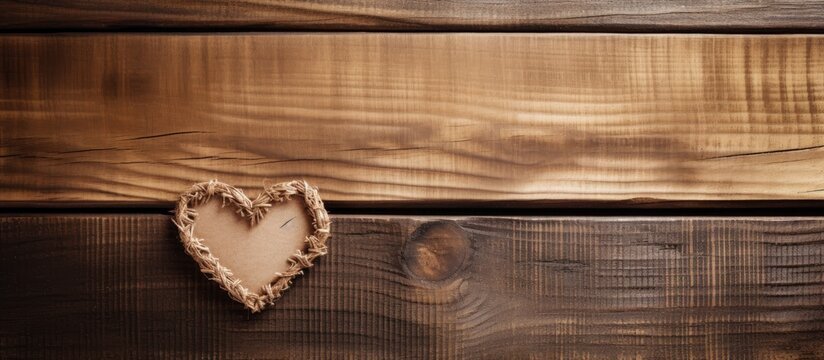 Rustic Heart-Shaped Wooden Piece Resting on a Rustic Wooden Table