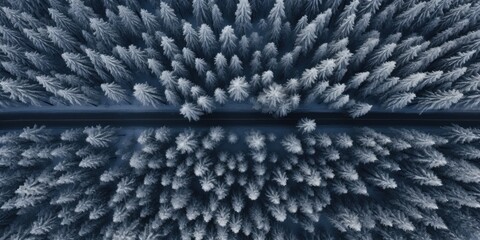 winter road covered with a layer of snow, picture taken aerial