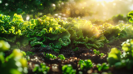 A Tapestry of Green, The Art of Organic Gardening, Natures Bounty in Rows of Fresh Vegetables