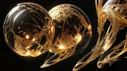 金色に輝く抽象的な球体
