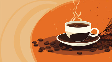 Black coffee illustration on coffee colored background