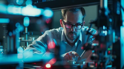 Focused scientist conducting precise experiments in modern laboratory