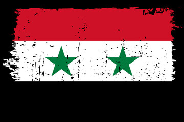Syria flag - vector flag with stylish scratch effect and black grunge frame.