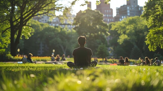 Meditation in Central Park by Walter Brychtovich, To convey the peace and mindfulness that can be found in unexpected places, even in the middle of a