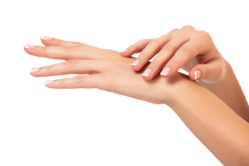 Well-groomed female hands, isolated. Skin care concept. Beauty treatment