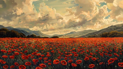 Deurstickers Poppy field © Johnu