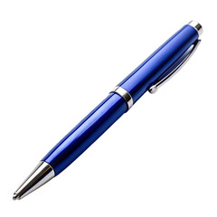 Blue ballpoint pen isolated on transparent background.