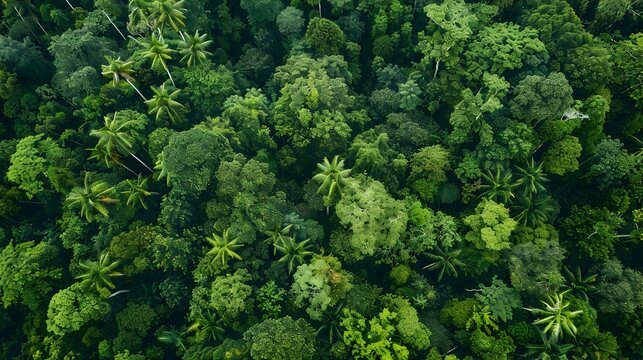 Aerial View of Tropical Rainforest and Grassland, To provide a unique and captivating perspective of the natural beauty of tropical rainforests and