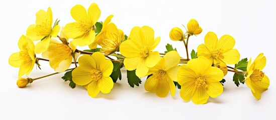 Vibrant Yellow Flowers Blooming Bright on Pure White Background