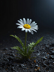 single daisy flower in the dark - 752788959
