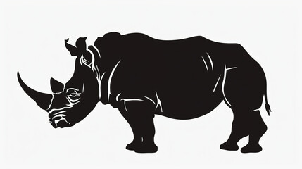Rhino animal silhouette drawing on white background
