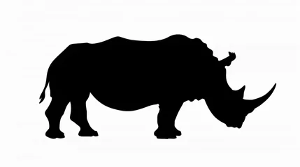 Zelfklevend Fotobehang Rhino animal silhouette drawing on white background © Johnu