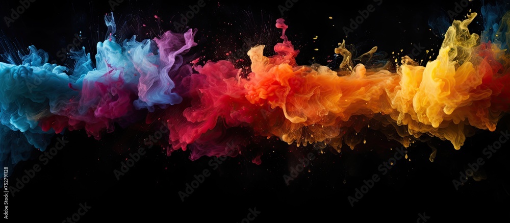 Canvas Prints Vibrant Colorful Smoke Swirling on Dark Background for Artistic Concept Design