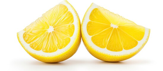 Vibrant Half-Sliced Lemon Isolated on White Background with Juicy Citrus Fruit Texture Close-Up