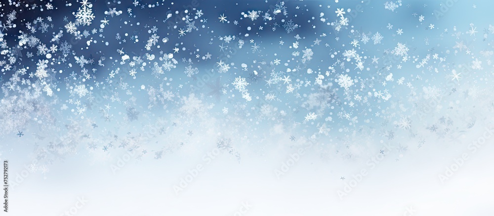 Poster Frosty Blue Winter Wonderland Background with Intricate Snow Flakes