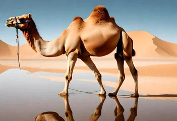 Fotobehang camels in the desert © Muhammad