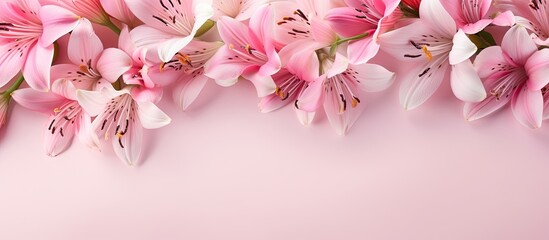 Elegant Pink Lily Blossoms Gracefully Adorn a Blissful Pink Background