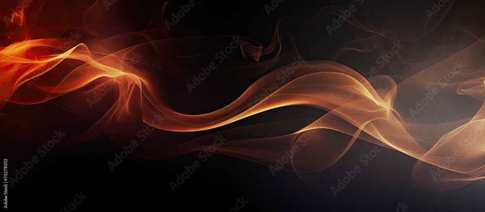 Sticker Vibrant Swirling Orange and Red Smoke on a Dark Background for Artistic Design Projects