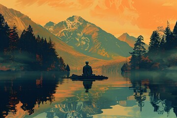 Sunset Meditation on the Lake Generative AI