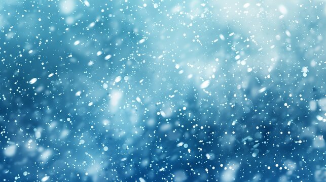 Random falling snow flakes wallpaper. Snowfall dust freeze granules. Snowfall sky white teal blue background. Many snowflakes february vector. Snow nature scenery. 
