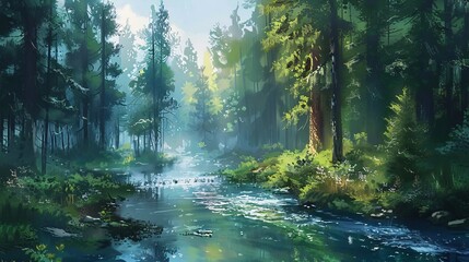 April Showers Bring May Flowers A Serene Forest Scene Generative AI