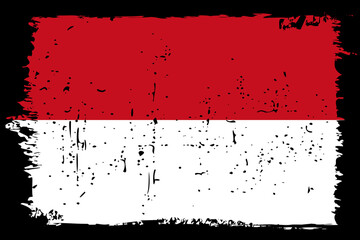 Monaco flag - vector flag with stylish scratch effect and black grunge frame.