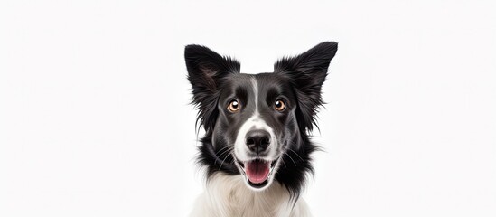 Soulful Connection: Portrait of a Black and White Dog on a Clean White Background