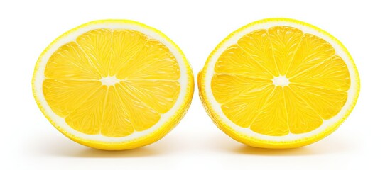 Vibrant Citrus Divided: Ripe Juicy Lemon Cut in Half Showing Freshness