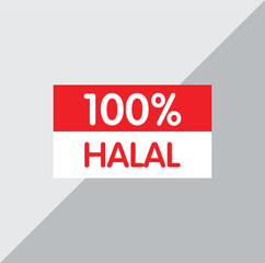 Indonesian flag with the words 100% Halal Logo vector