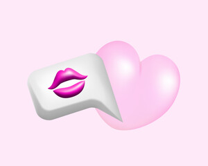 3d bubble speech with heart vector illustration design.