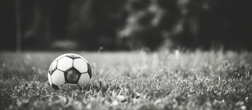 Vibrant Soccer Ball Nestled in Fresh Green Grass Under Sunny Sky Day