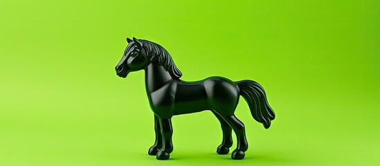 Obraz premium Graceful Black Horse Galloping on Lush Green Meadow Under Bright Sunlight