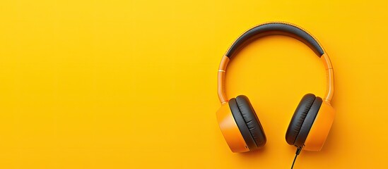 Vibrant Headphones Pops Against Sunny Yellow Background with Modern Tech Concept