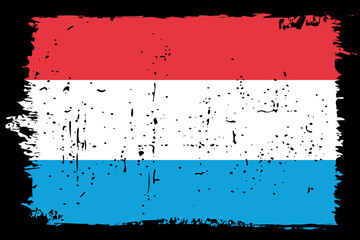 Luxembourg flag - vector flag with stylish scratch effect and black grunge frame.