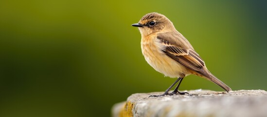 Graceful Avian Perches on Weathered Wooden Post in a Serene Natural Setting