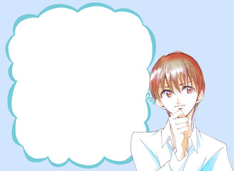 考え事をしている男性　吹き出し