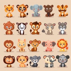 Obraz premium Adorable animal set for preschool education
