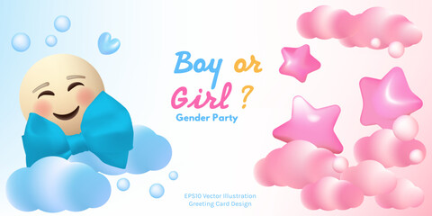Boy or Girl invitation template vector illustration design.
