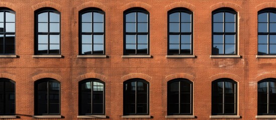 Fototapeta premium Historic Red Brick Building with Classic Architecture on a Sunny Day