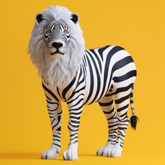Creative digital illustration of a lion-zebra hybrid