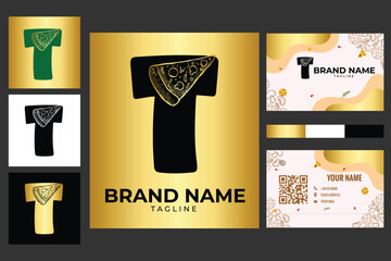 Luxury Pizza Logo set With Latter T and Visiting Card.